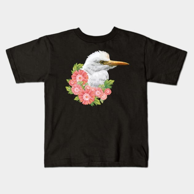 cattle egret Kids T-Shirt by obscurite